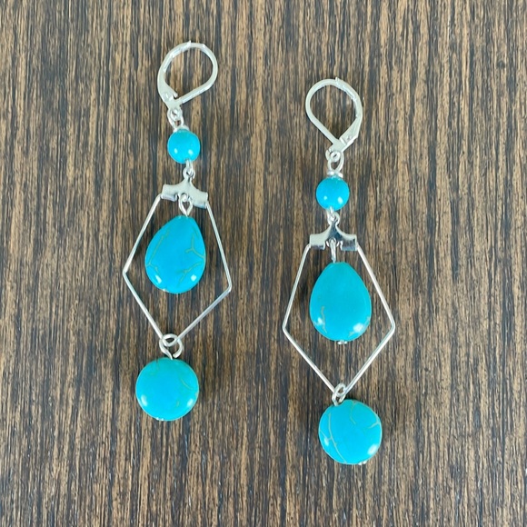 HAND CRAFTED BOHO EARRINGS Turquoise - Picture 1 of 12